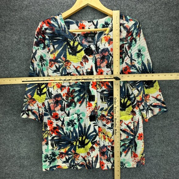 Ali Miles Cardigan Womens Petite Small Breathable Button Up Pockets Tropical - Picture 8 of 16